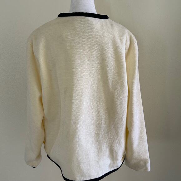 Vintage Gaff Jacket Embroidered Floral SZM Cream Black Lined - Picture 2 of 10